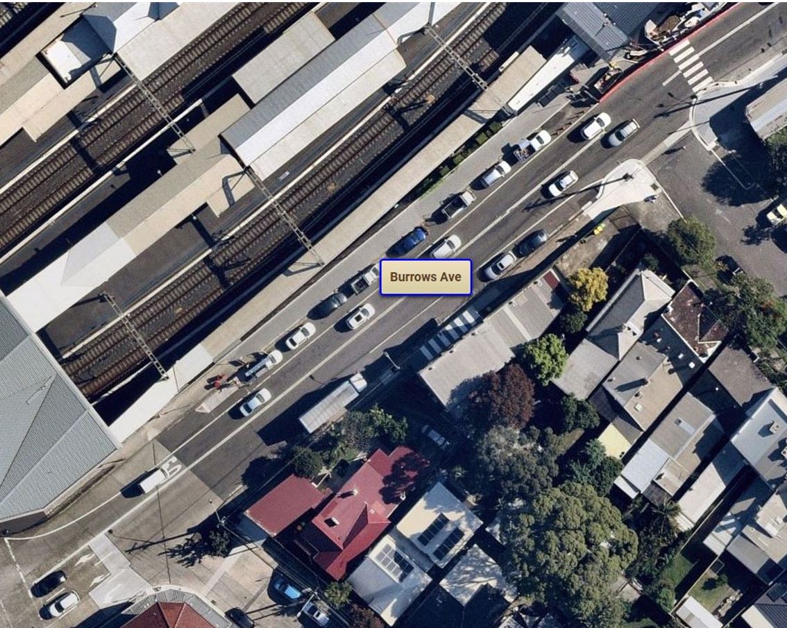 Sydenham Station - Burrows Road aerial view